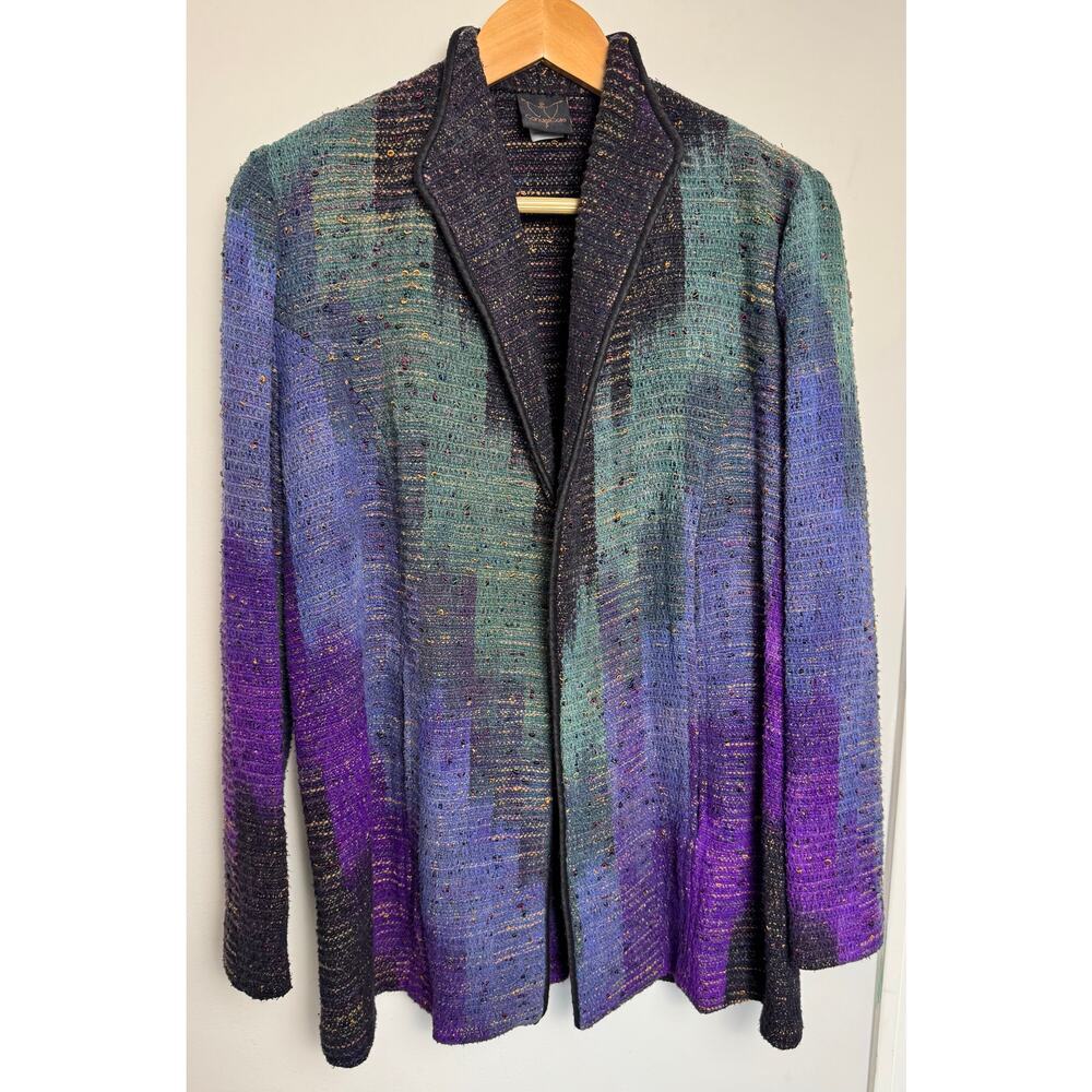 Elegant Purple and Blue Blazer with Textured Fabric